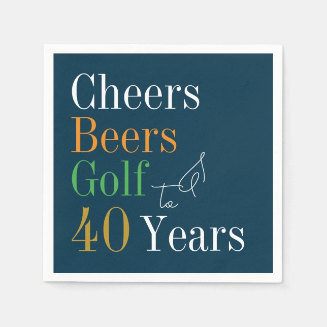 40th Birthday Golf Cheers Beers Green Napkin (Front)