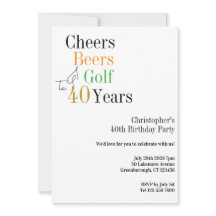 40th Birthday Golf Cheers Beers Minimal Party
