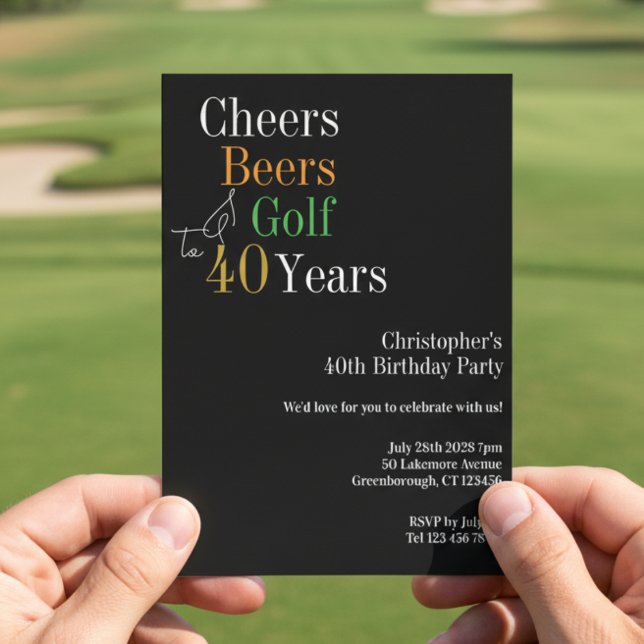 40th Birthday Golf Cheers Beers Party Invitation (Creator Uploaded)