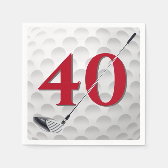 40th Birthday Golf Club Napkins (Front)