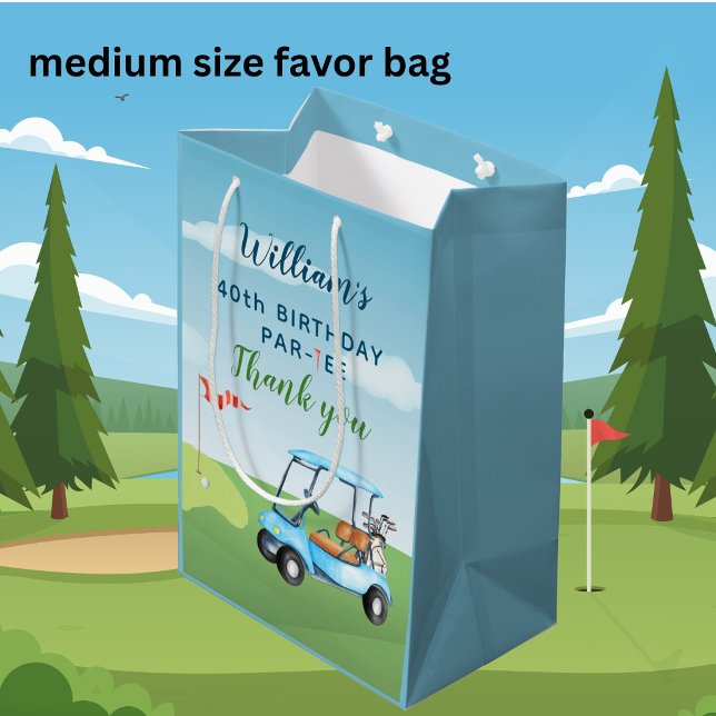40th Birthday Golf Theme Par-tee Birthday  Medium Gift Bag (Creator Uploaded)