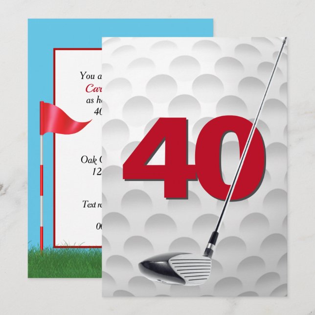 40th Birthday Golf Theme Party Invitation (Front/Back)