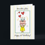 40th Birthday Granddaughter Cake with Heart Woman Card<br><div class="desc">A 40th birthday is a big milestone. Wish your granddaughter a happy birthday with this cute card of a woman holding up a cake for a wonderful past,  present and future. Soft stripes fill the background of this sweet card.</div>