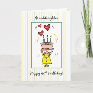 40th Birthday Granddaughter Cake with Heart Woman Card