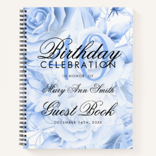 40th Birthday Guestbook Party Floral Navy Blue  Notebook