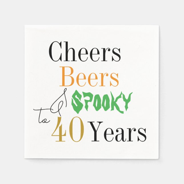 40th Birthday Halloween Cheers Spooky Party Napkin (Front)