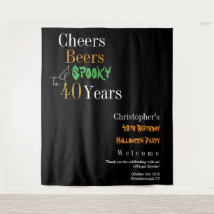 40th Birthday Halloween Spooky Party Backdrop Tapestry