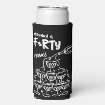 40th Birthday Hand Drawn Can Coolers