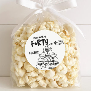 40th Birthday Hand Drawn Favor Stickers