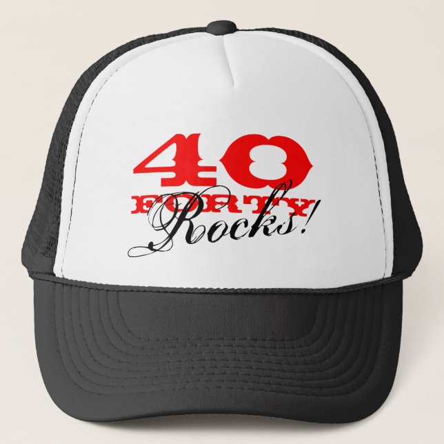 40th Birthday hat | Forty Rocks! (Front)