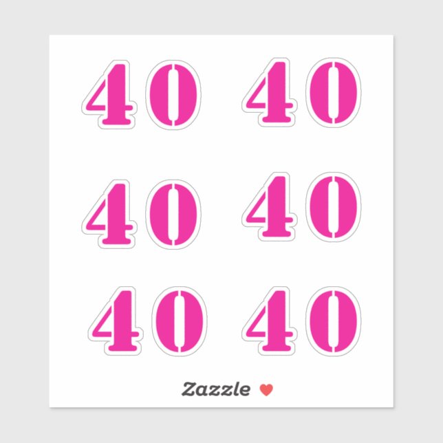 40th Birthday Hot Pink Number Forty Custom Age (Sheet)