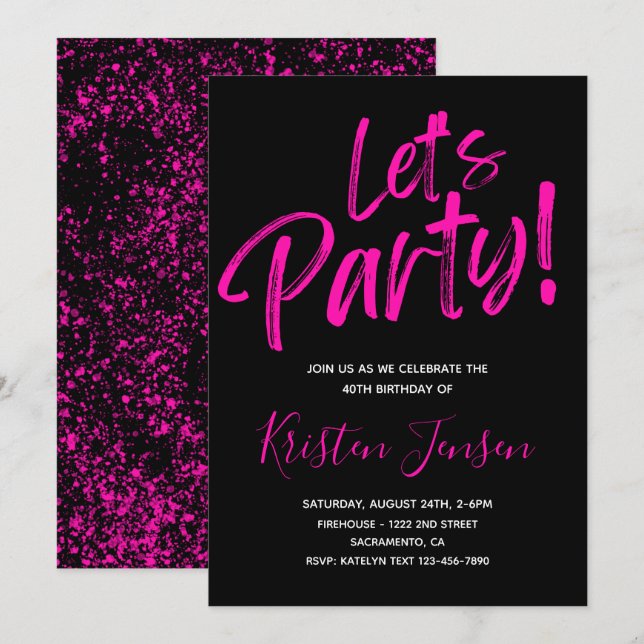 40th Birthday Invitation | 40th Birthday Invite (Front/Back)