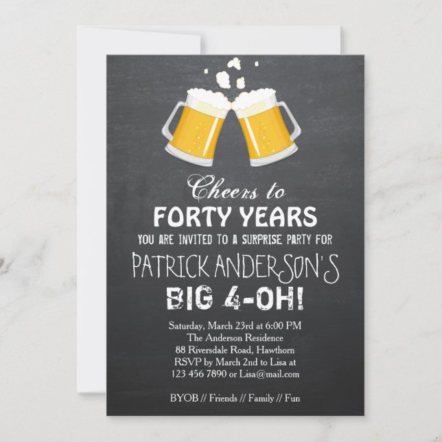 40th Birthday Invitation / Beer 40th Birthday (Front)
