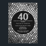 40th Birthday Invitation Black and Silver Glitter<br><div class="desc">40th Birthday Invitation. Black and Silver Glitter. Silver Diamond. Adult Birthday Party. For Men or Women. For further customisation,  please click the "Customise it" button and use our design tool to modify this template.</div>