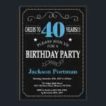 40th Birthday Invitation Blue and Black Chalkboard<br><div class="desc">40th Birthday Invitation Blue and Black Typography. Chalkboard. Black and White Background. Adult Birthday. Male Men or Women Birthday. Kids Boy or Girl Lady Teen Teenage Bday Invite. 13th 15th 16th 18th 20th 21st 30th 40th 50th 60th 70th 80th 90th 100th. Any Age. For further customisation, please click the "Customise...</div>