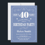 40th Birthday Invitation Blue and White<br><div class="desc">40th Birthday Invitation Blue and White Typography. Blue and White Background. Adult Birthday. Male Men or Women Birthday. Kids Boy or Girl Lady Teen Teenage Bday Invite. 13th 15th 16th 18th 20th 21st 30th 40th 50th 60th 70th 80th 90th 100th. Any Age. For further customisation, please click the "Customise it"...</div>