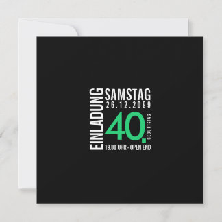 40th Birthday Invitation Card
