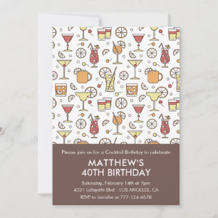40th birthday invitation Cocktail Stylish Pattern 
