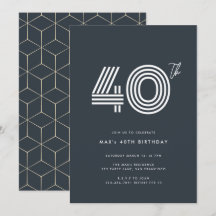 40th Birthday Invitation Dark Minimal