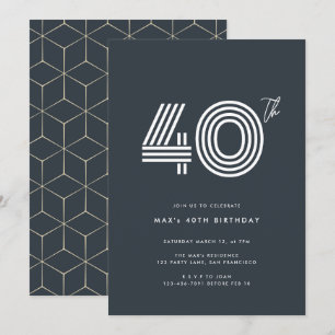 40th Birthday Invitation Dark Minimal