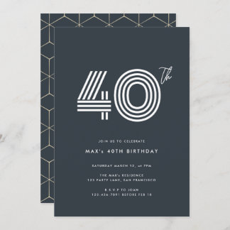 40th Birthday Invitation Dark Minimal
