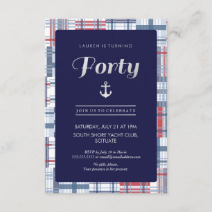 40th Birthday Invitation - Forty, Nautical Summer
