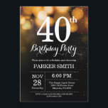 40th Birthday Invitation Gold Glitter<br><div class="desc">40th Birthday Invitation with Gold String Lights with Gold Glitter Background. Gold Birthday. Adult Birthday. Men or Women Bday Invite. 13th 15th 16th 18th 20th 21st 30th 40th 50th 60th 70th 80th 90th 100th, Any age. For further customisation, please click the "Customise it" button and use our design tool to...</div>