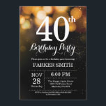 40th Birthday Invitation Gold Glitter<br><div class="desc">40th Birthday Invitation with Gold String Lights with Gold Glitter Background. Gold Birthday. Adult Birthday. Men or Women Bday Invite. 13th 15th 16th 18th 20th 21st 30th 40th 50th 60th 70th 80th 90th 100th, Any age. For further customisation, please click the "Customise it" button and use our design tool to...</div>