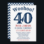 40th Birthday Invitation Mens Navy Blue<br><div class="desc">A funny and striking 40th birthday invitation for a husband,  friend,  father or grandad.</div>