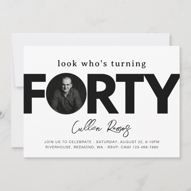 40th Birthday Invitation | Minimalist 40th (Front)