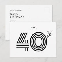 40th Birthday Invitation Minimalist Postcard