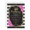 40th Birthday Invitation Pink Black White Stripes