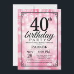 40th Birthday Invitation Pink Glitter<br><div class="desc">40th Birthday Invitation with Pink String Lights with Pink Glitter Background. Pink Birthday. Adult Birthday. Men or Women Bday Invite. 13th 15th 16th 18th 20th 21st 30th 40th 50th 60th 70th 80th 90th 100th, Any age. For further customisation, please click the "Customise it" button and use our design tool to...</div>