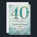 40th Birthday Invitation Turquoise Blue Gold Adult<br><div class="desc">An elegant 40th birthday party invitation in turquoise blue and gold,  featuring a large 40 with painterly abstract blue aqua with gold trim over an abstract ombre blue background. Suitable for men's or women's birthday parties.</div>