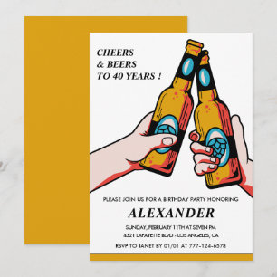 40th birthday invitations Cheers and Beers Men