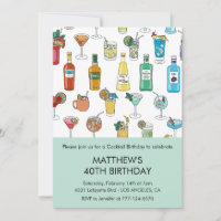 40th birthday invitations Cocktail Contemporary