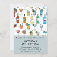 40th birthday invitations Cocktail Contemporary