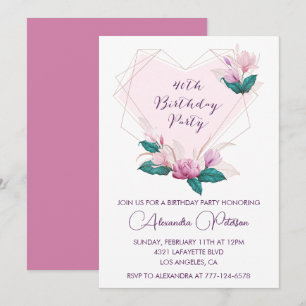 40th birthday invitations Elegant Boho pink