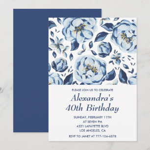 40th birthday invitations Elegant Floral