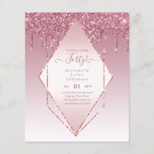 40th Birthday Invitations HER Girly Glamour Glitte Flyer