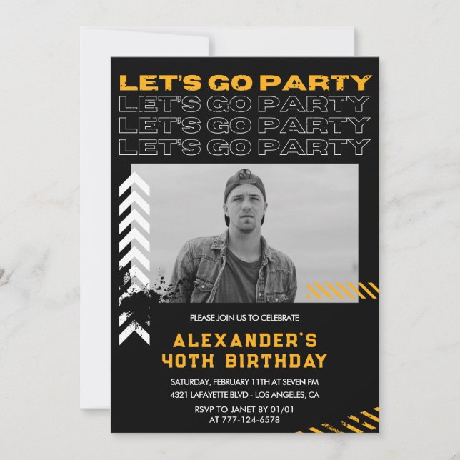 40th birthday invitations Men Photo Spray paint (Front)