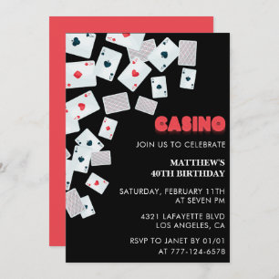 40th birthday invitations Men Poker Casino Vegas