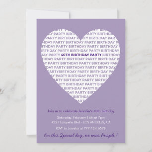 40th birthday invitations Typography Sweet