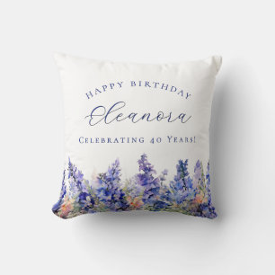 40th Birthday July Birth Flower Gift Custom Cushion