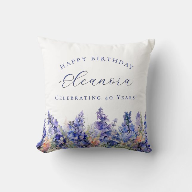 40th Birthday July Birth Flower Gift Custom Cushion (Front)