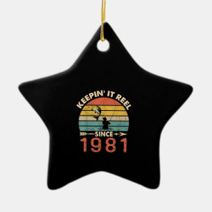 40th Birthday - Keepin It Reel Since 1981 Retro Ceramic Tree Decoration