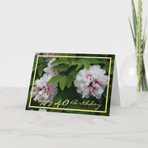 40th Birthday Kim Peonies Elegant Golden Frame Card
