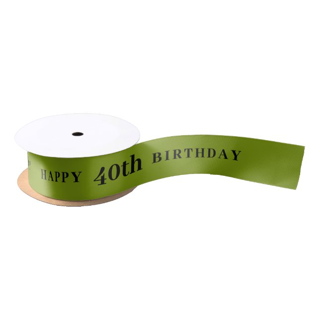40th Birthday Kiwi Ribbon Satin Ribbon (Spool)
