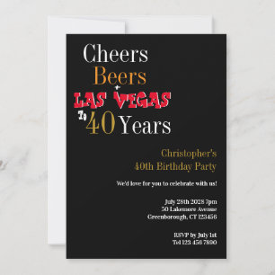 40th Birthday Las Vegas Cheers and Beers Party Invitation