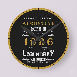 40th Birthday Legend Born 1986 Round Clock